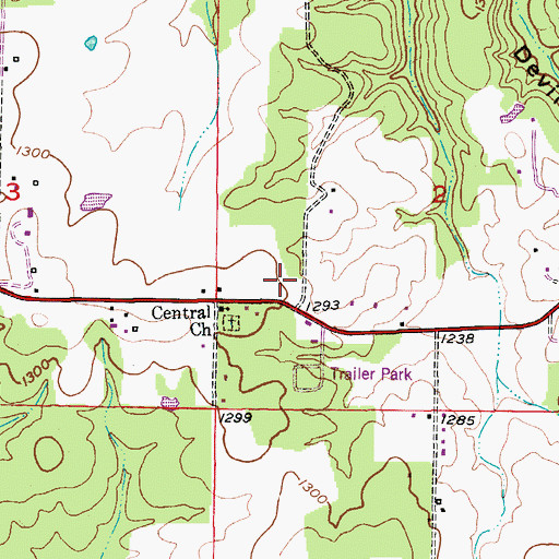 Topographic Map of KUNQ-FM (Houston), MO