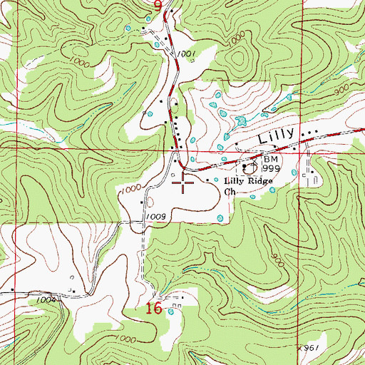 Topographic Map of KMAC-FM (Gainesville), MO