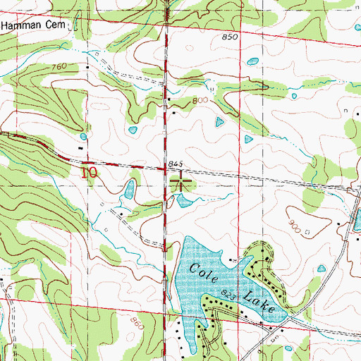 Topographic Map of KOLS-FM (De Soto), MO
