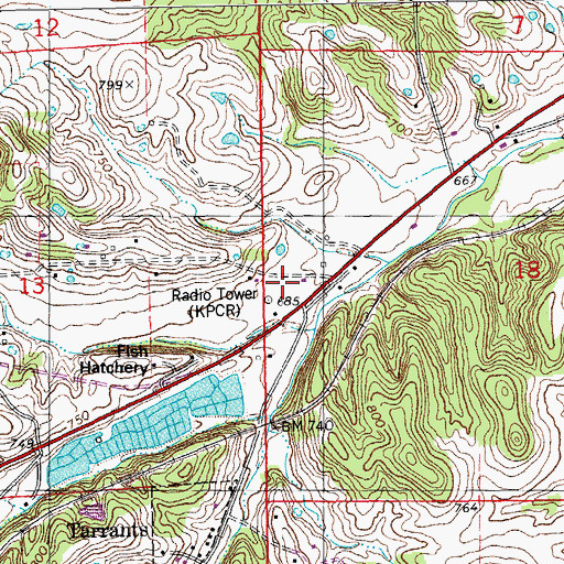 Topographic Map of KPCR-FM (Bowling Green), MO