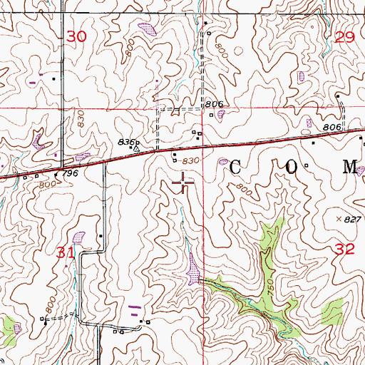 Topographic Map of KMZU-FM (Carrollton), MO