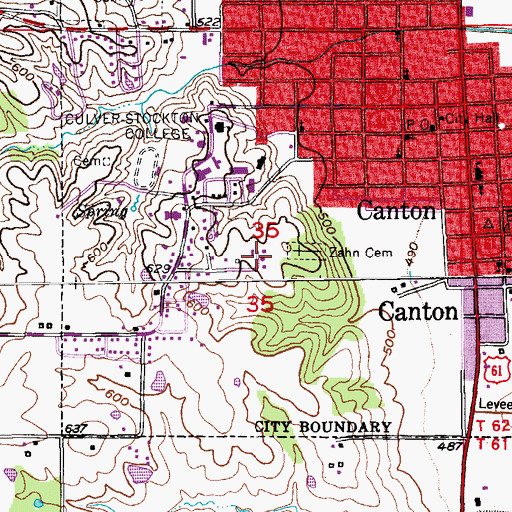 Topographic Map of KQCA-FM (Canton), MO