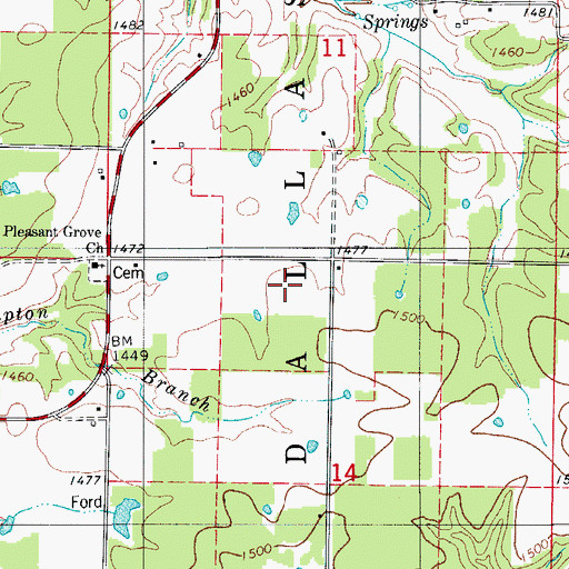 Topographic Map of KTOZ-FM (Marshfield), MO