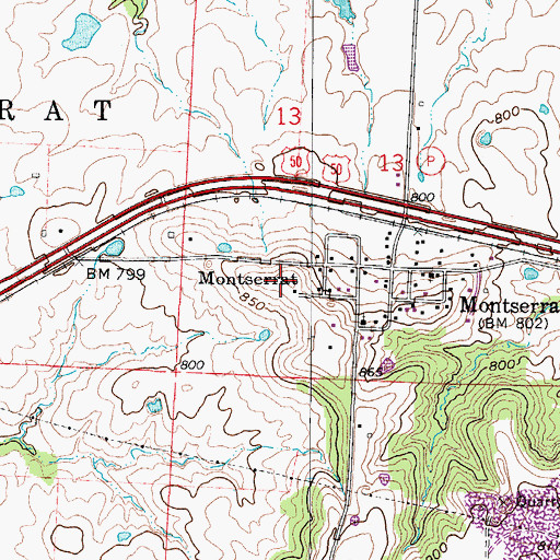 Topographic Map of KSAF-FM (Knob Noster), MO