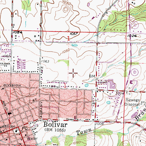 Topographic Map of KYOO-FM (Bolivar), MO