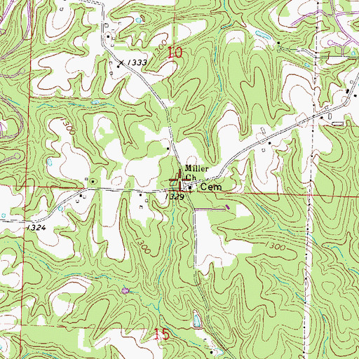 Topographic Map of Miller, AR