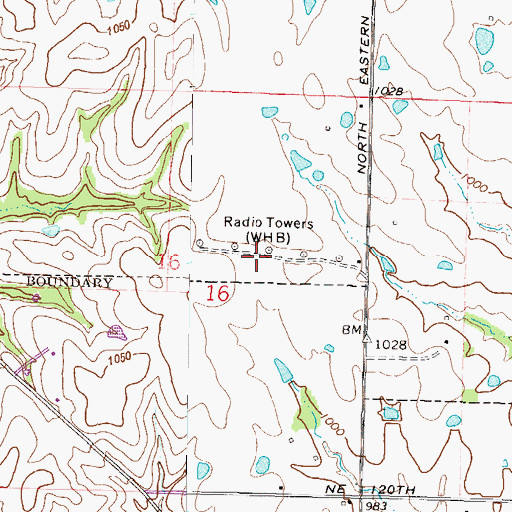 Topographic Map of WHB-AM (Kansas City), MO