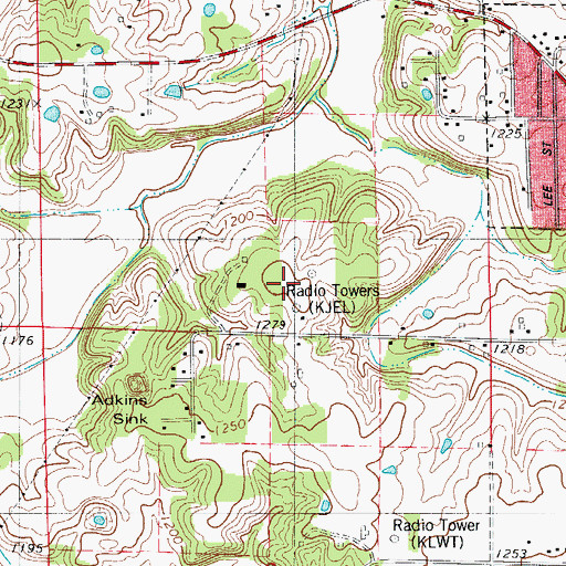 Topographic Map of KJEL-AM (Lebanon), MO