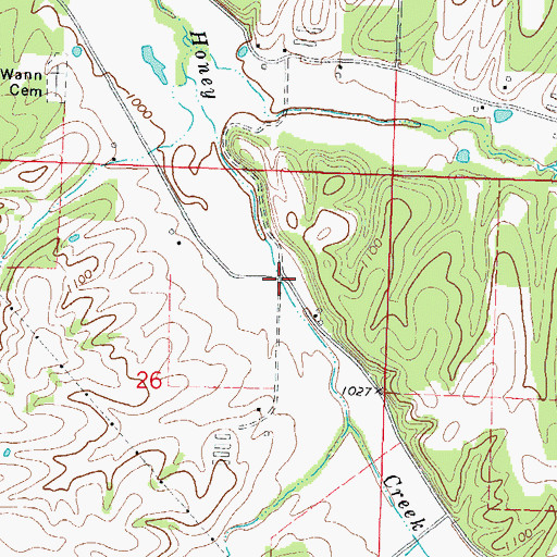Topographic Map of Miller Springs (historical), AR