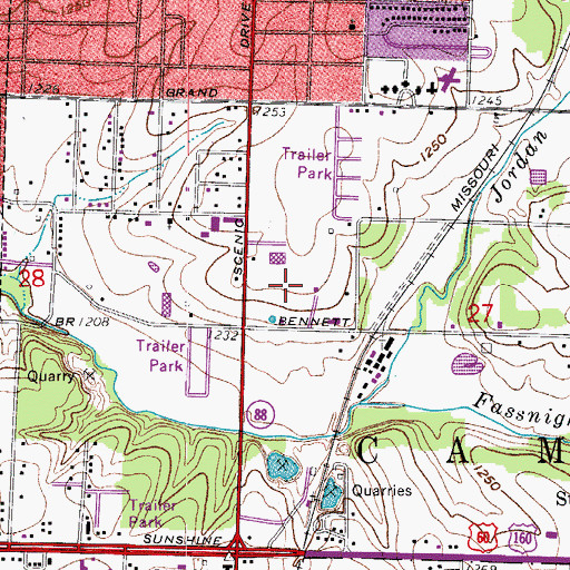 Topographic Map of KTOZ-AM (Springfield), MO