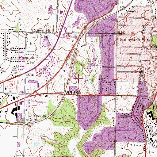 Topographic Map of KEXS-AM (Excelsior Springs), MO