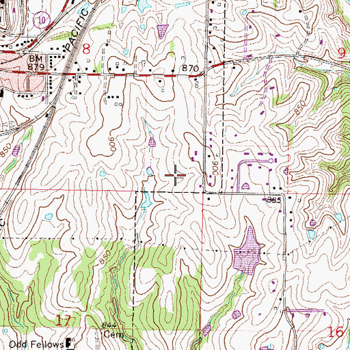 Topographic Map of KCXL-AM (Liberty), MO