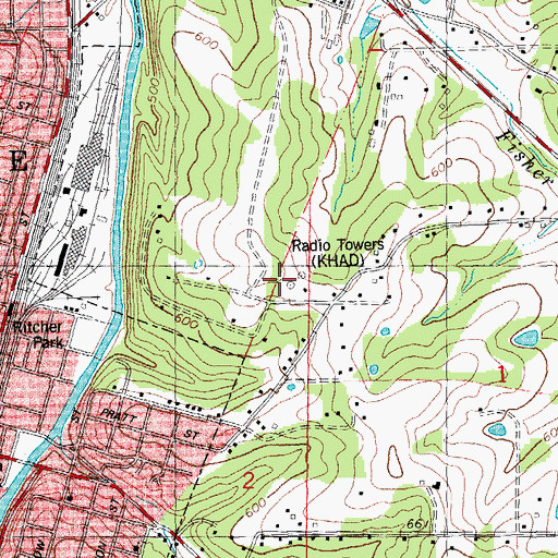 Topographic Map of KHAD-AM (Desoto), MO