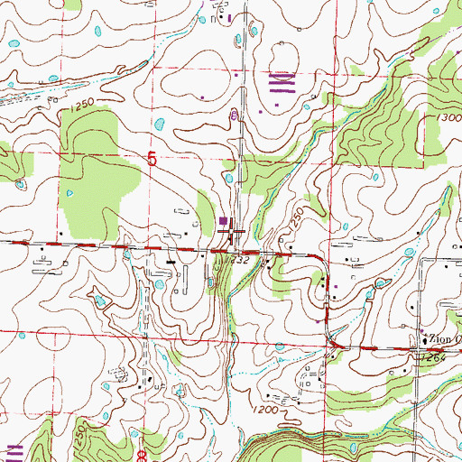 Topographic Map of Mount Hebron Cemetery, AR