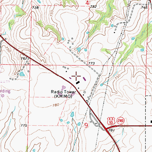 Topographic Map of KMMO-AM (Marshall), MO