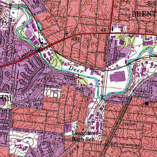 Topographic Map of KSIV-AM (Clayton), MO