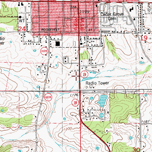 Topographic Map of KSMO-AM (Salem), MO
