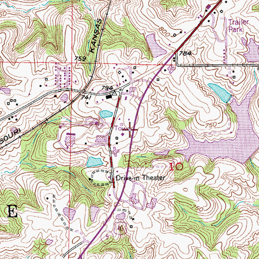Topographic Map of KWRT-AM (Boonville), MO