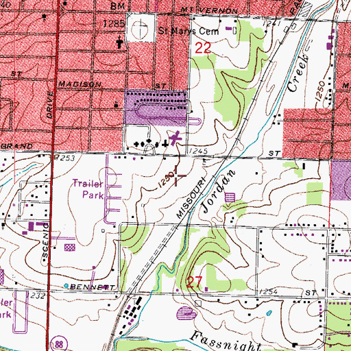 Topographic Map of KGBX-AM (Springfield), MO