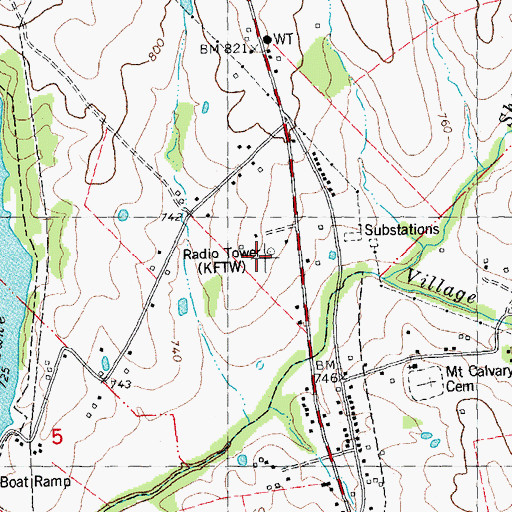 Topographic Map of KFTW-AM (Fredericktown), MO