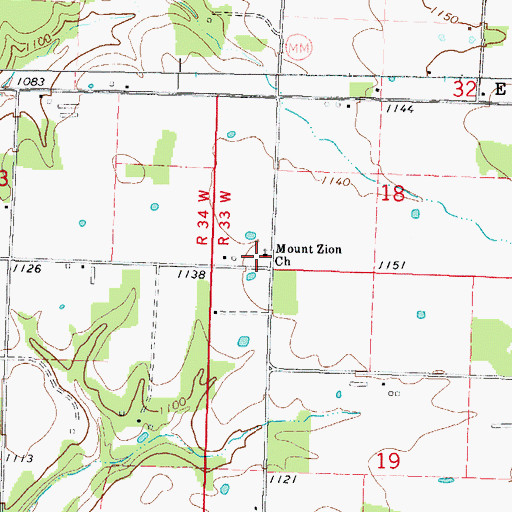 Topographic Map of Mount Zion School (historical), AR
