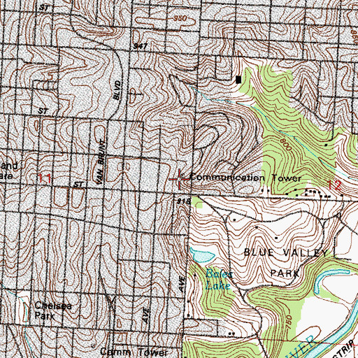 Topographic Map of KMBC-TV (Kansas City), MO