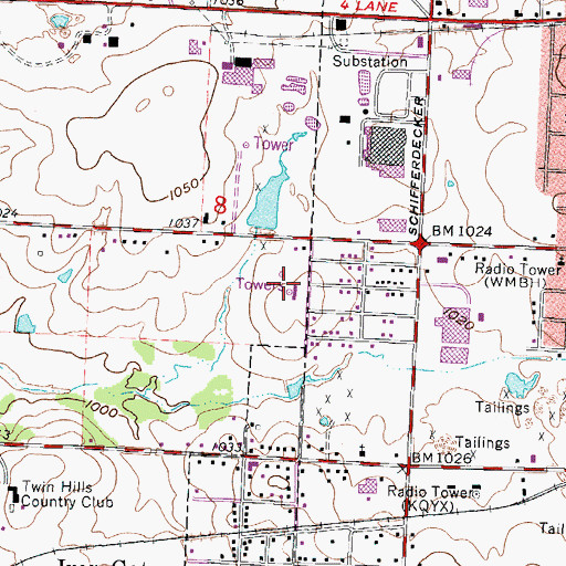 Topographic Map of KSNF-TV (Joplin), MO