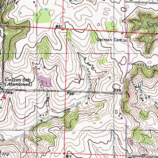 Topographic Map of KMIZ-TV (Columbia), MO