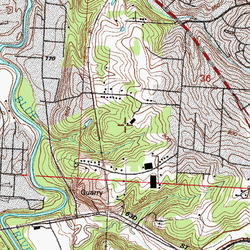 Topographic Map of KYFC-TV (Kansas City), MO