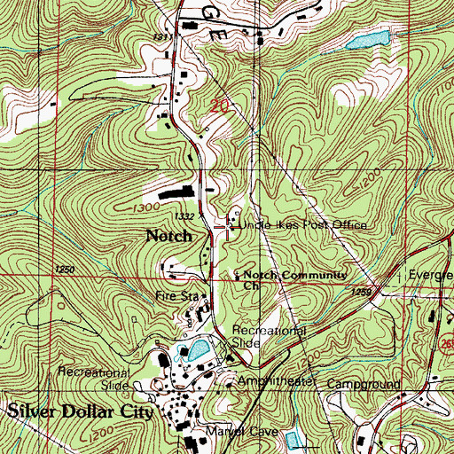 Topographic Map of Uncle Ikes Post Office (historical), MO