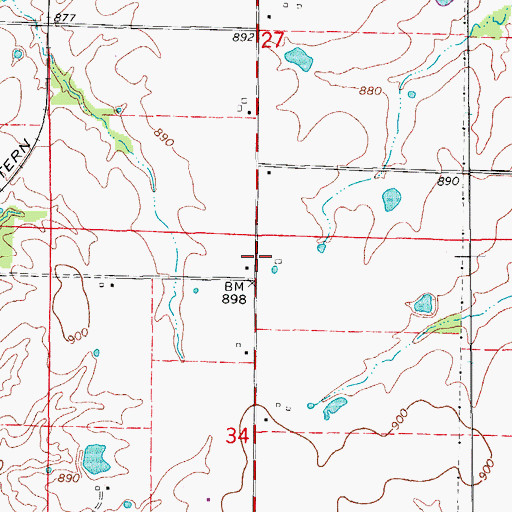 Topographic Map of Grassland School (historical), MO