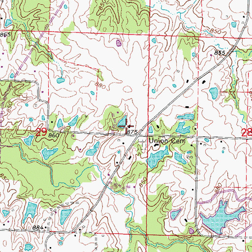 Topographic Map of Union School (historical), MO