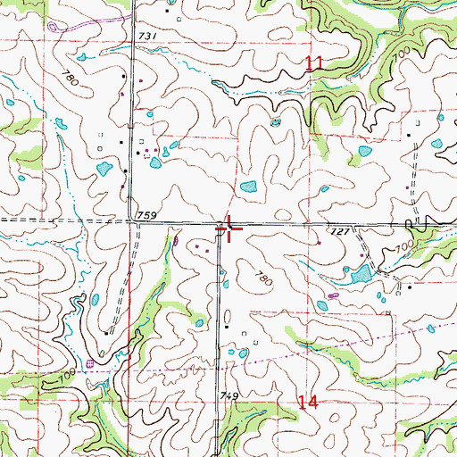 Topographic Map of Hickory Grove School (historical), MO