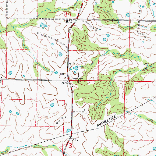 Topographic Map of Richland School (historical), MO