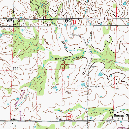 Topographic Map of Barnes School (historical), MO