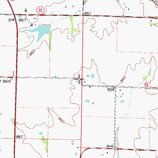 Topographic Map of Bourbon, MO