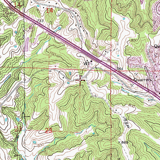 Topographic Map of Claysville School (historical), MO