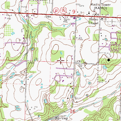 Topographic Map of Oak Hill School (historical), AR