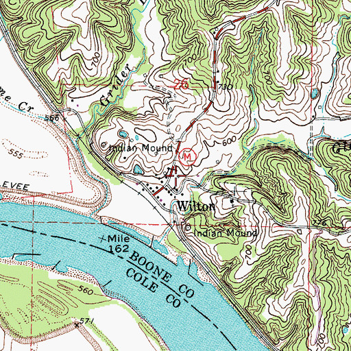 Topographic Map of Wilton School (historical), MO