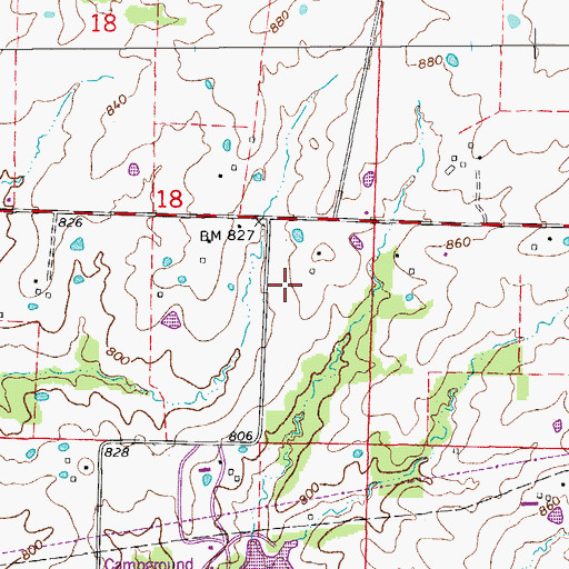 Topographic Map of Middleton, MO