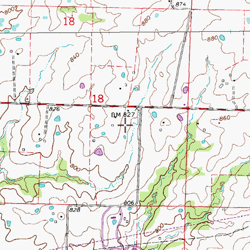 Topographic Map of Middletown School (historical), MO