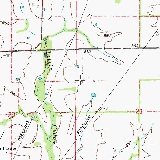 Topographic Map of Two Mile Prairie, MO
