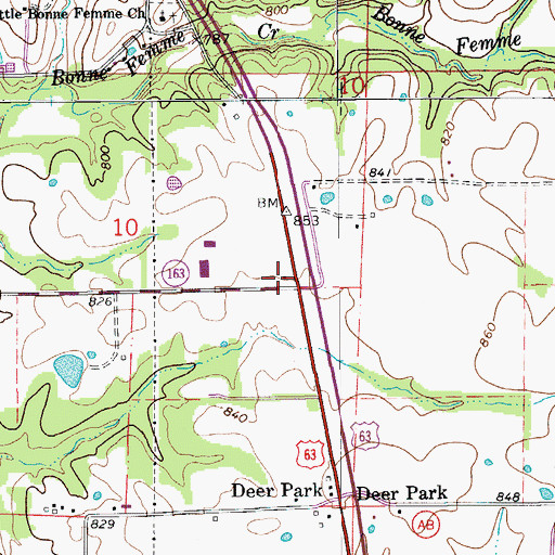 Topographic Map of Deer Park School (historical), MO