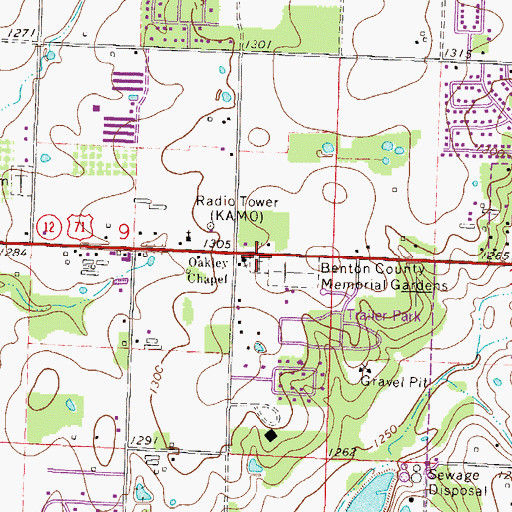 Topographic Map of Oakley Chapel Cemetery, AR