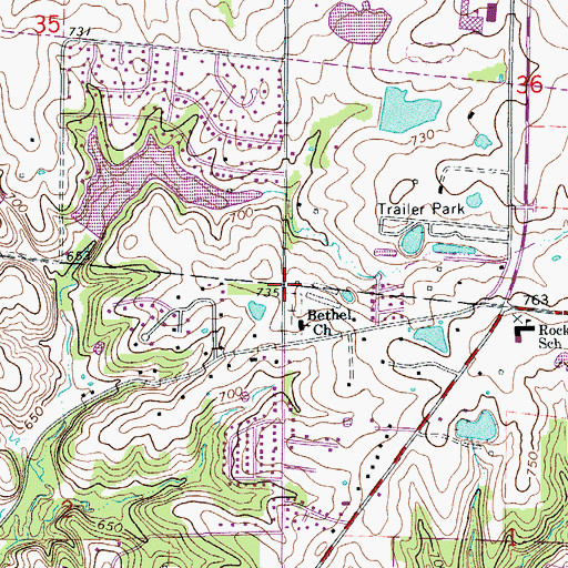 Topographic Map of Bethel School (historical), MO