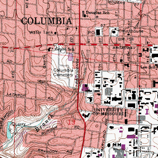 Topographic Map of Goose Creek, MO