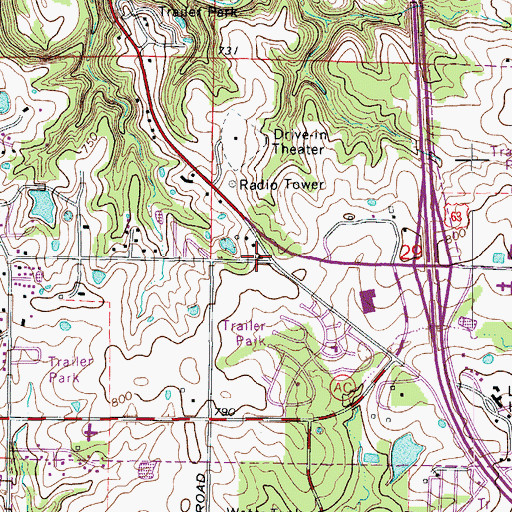 Topographic Map of Grindstone School (historical), MO