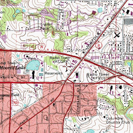 Topographic Map of Moores Switch, MO