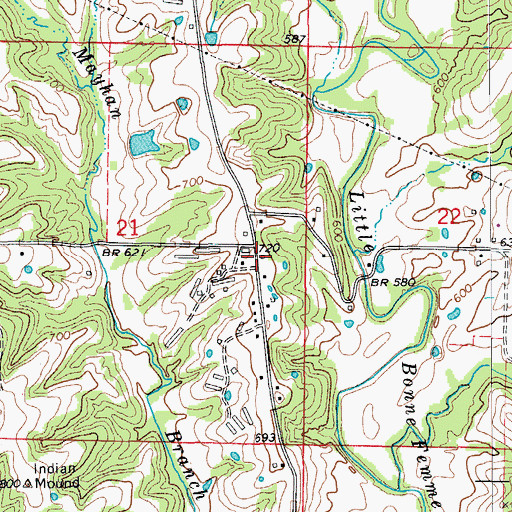 Topographic Map of Cunningham School (historical), MO