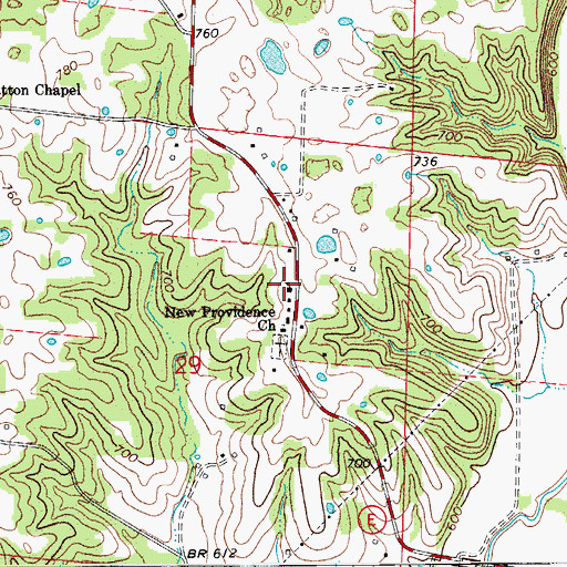 Topographic Map of Providence School (historical), MO